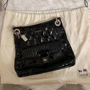 Coach Poppy Liquid Gloss Handbag in Black Patent